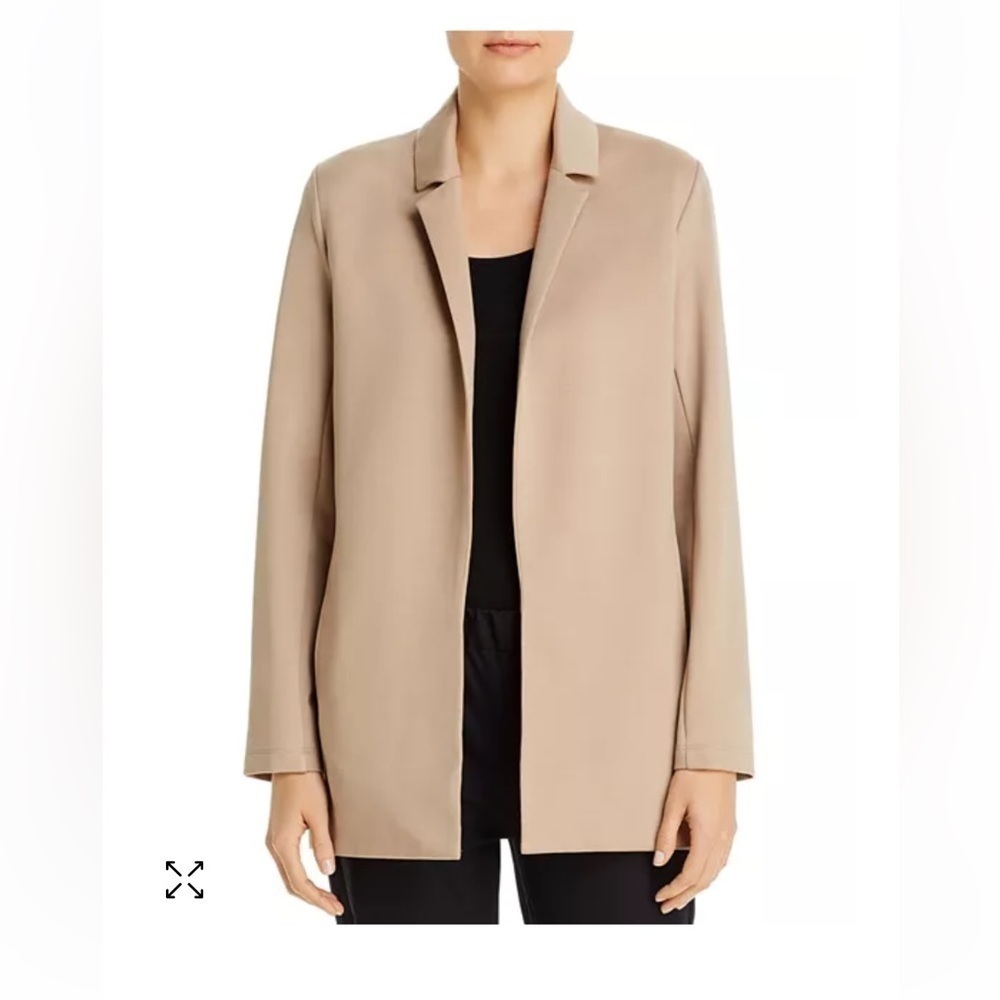 EILEEN FISHER Womens Beige Notch Collar Back Vent Long Sleeve Jacket Sz XL - Picture 2 of 13